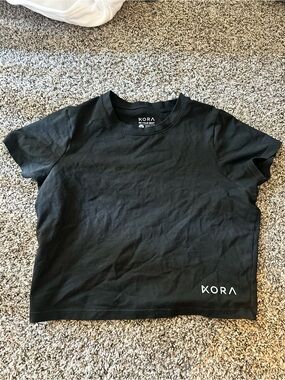 KORA black cropped athletic tee